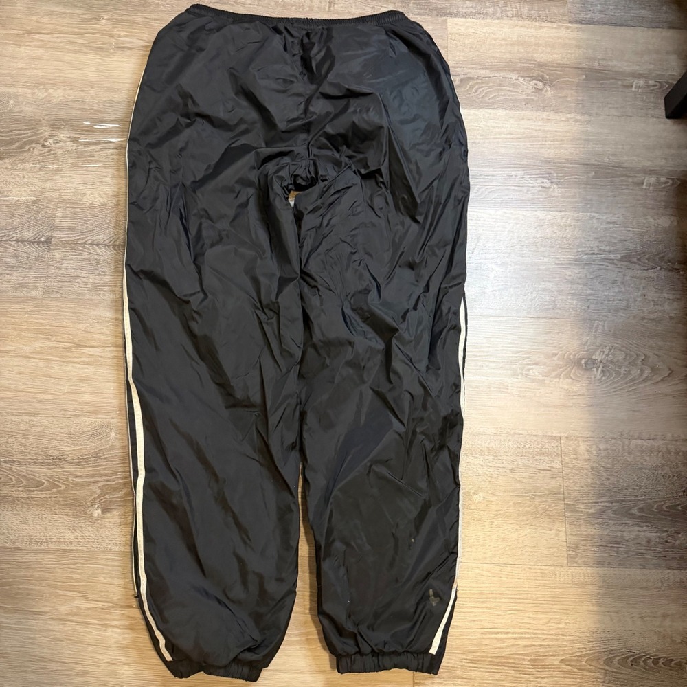 Adidas Team Vintage Black Nylon Track Pants White Triple Stripe Mens Large L - Picture 4 of 6